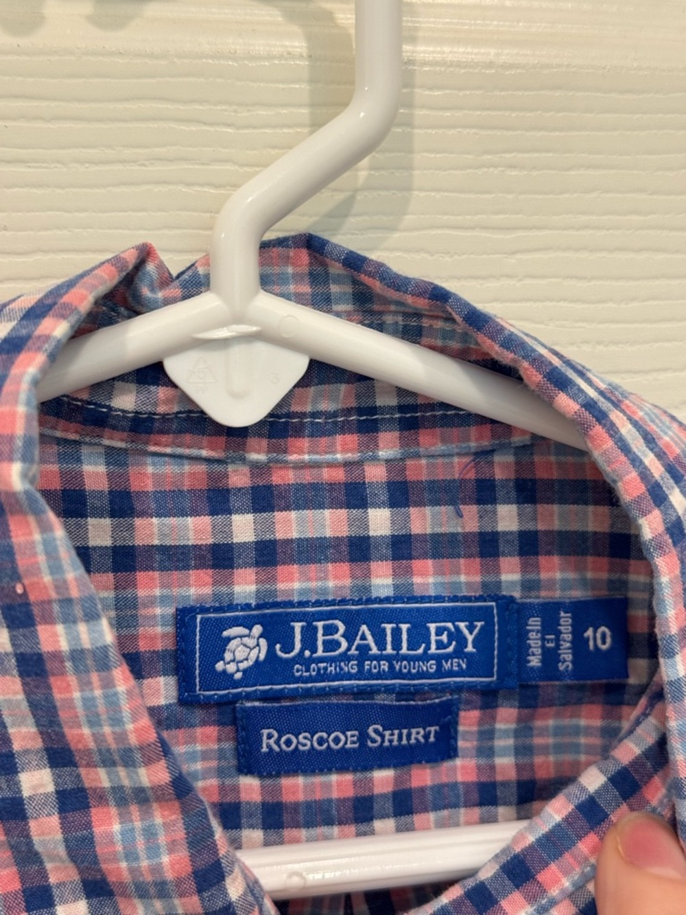Boy’s Button-Down Plaid Shirt - Pink & Blue - Picture 2 of 5